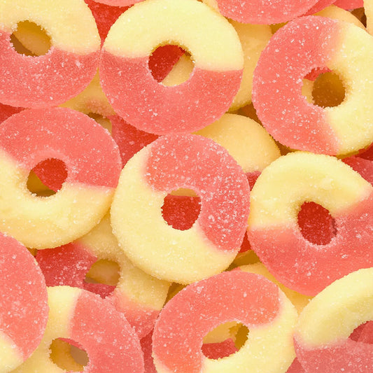 Albanese Confectionery-Gummi Strawberry Banana Rings 4.5 lb. Bag-50130-Legacy Toys