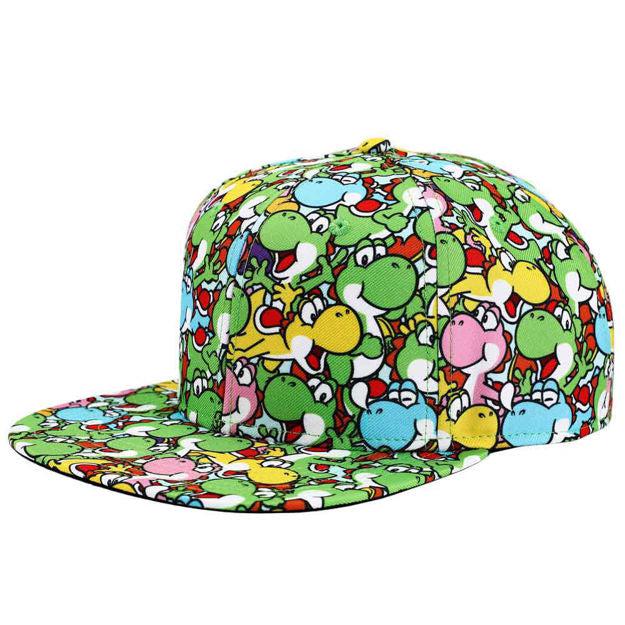 Bio World-Super Mario Yoshi Youth AOP Flat Bill Snapback Hat-SB9UTQSMBPP00-Legacy Toys