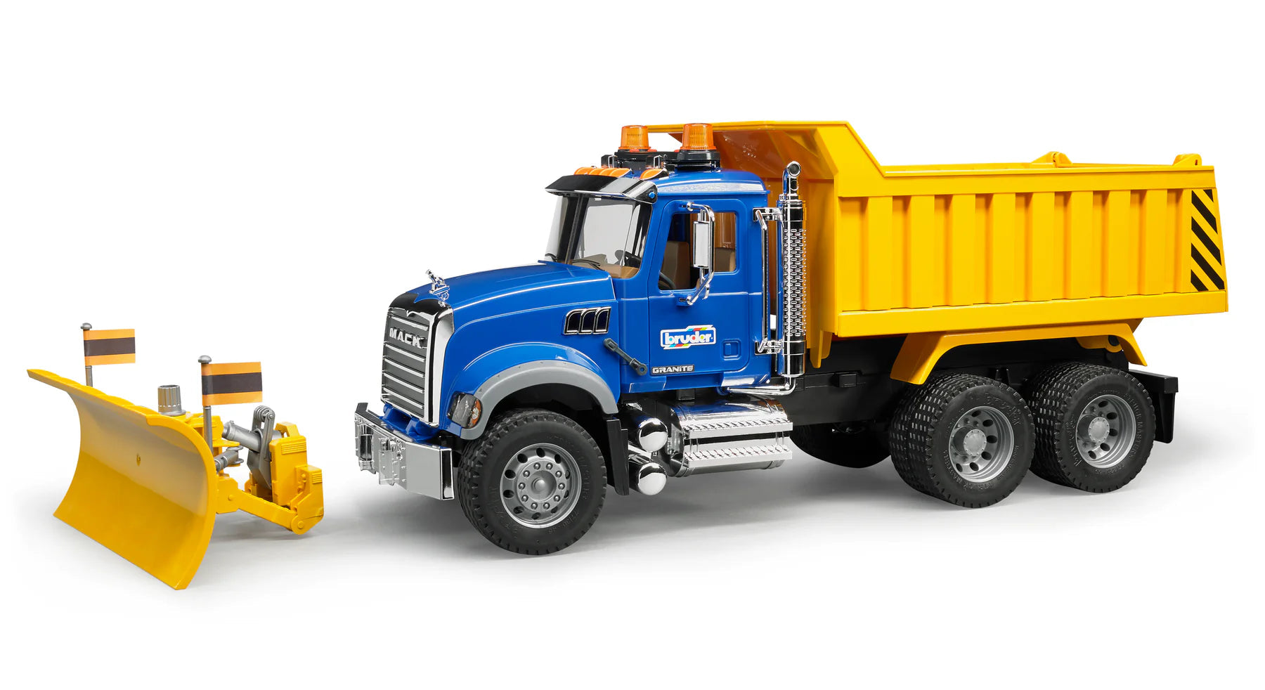 Bruder-MACK Granite Dump Truck with Snow Plow Blade-02825-Legacy Toys