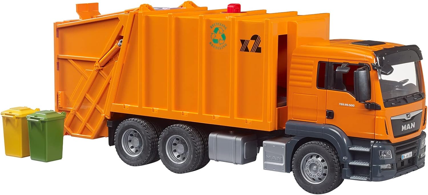 Bruder-Man TGS Garbage Truck - Orange-03760-Legacy Toys