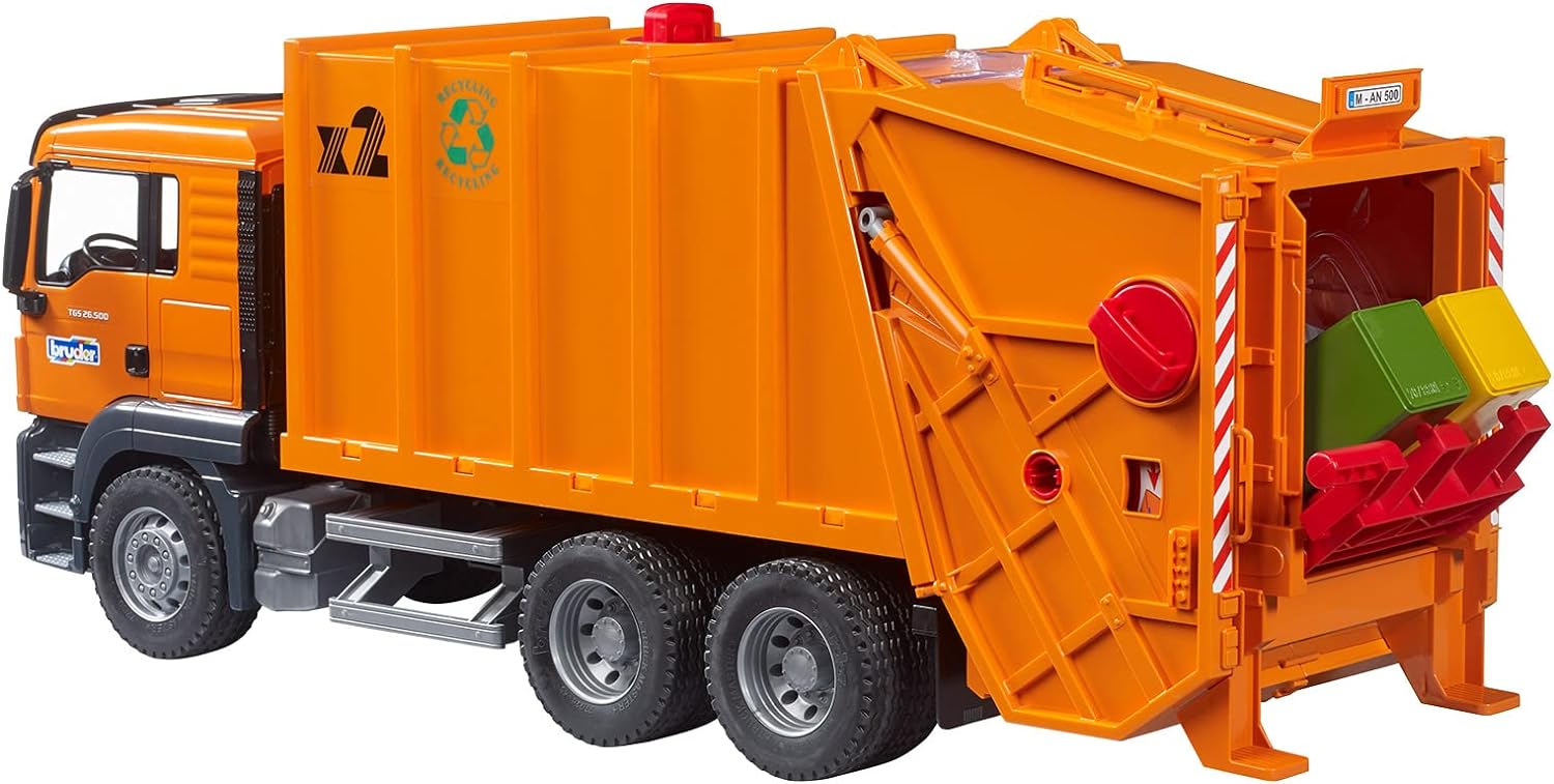 Bruder-Man TGS Garbage Truck - Orange-03760-Legacy Toys