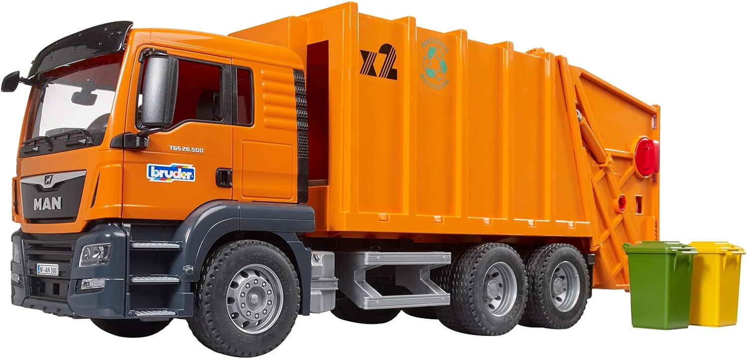 Bruder-Man TGS Garbage Truck - Orange-03760-Legacy Toys