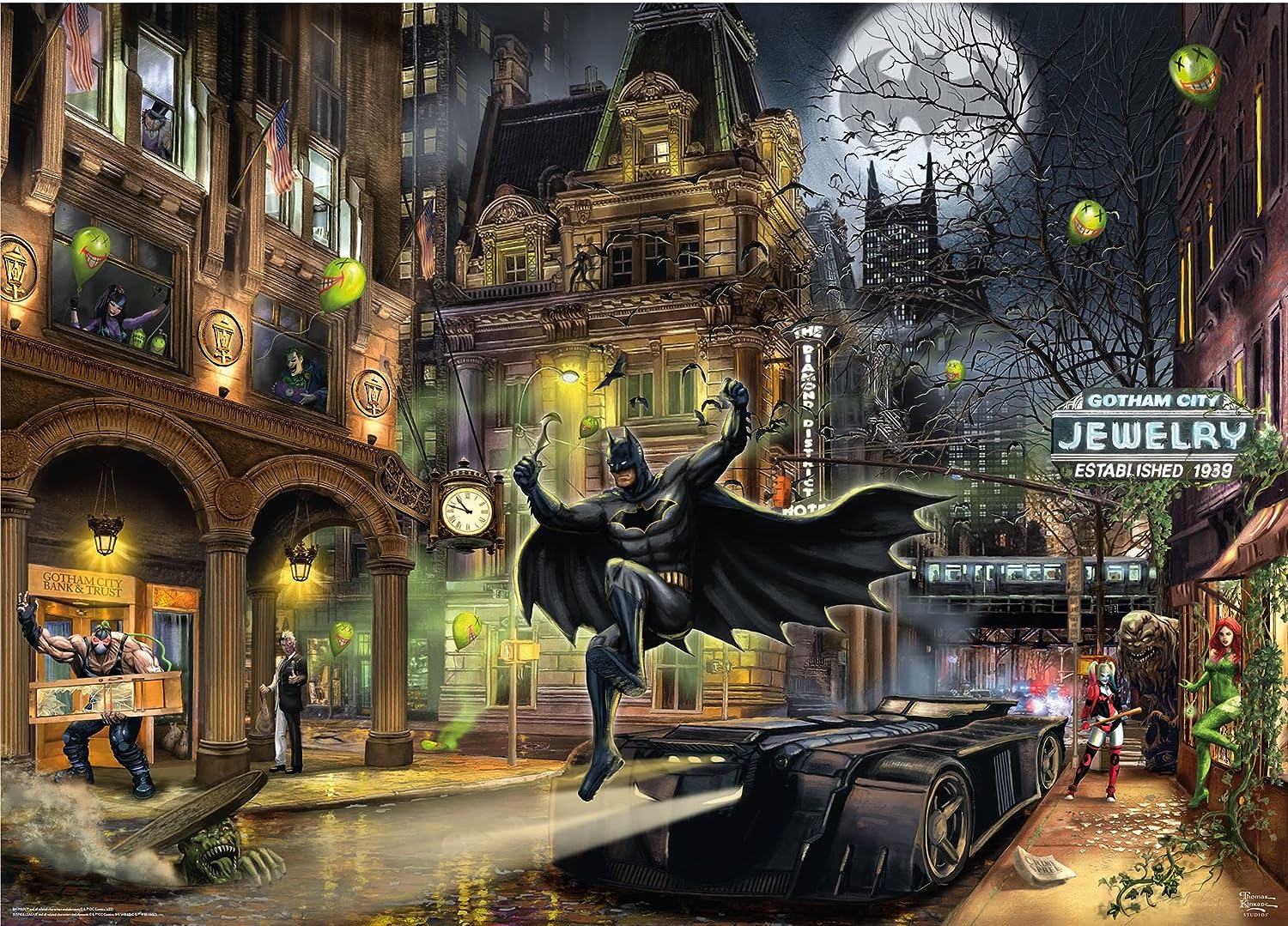 Ceaco-Thomas Kinkade DC Comics - Batman Gotham City - 1000 Piece Puzzle-3154-07-Legacy Toys