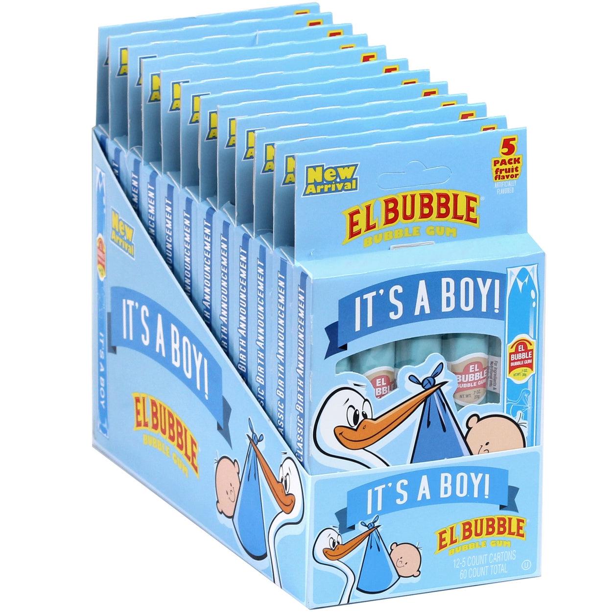 Charms-It's A Boy Bubble Gum Cigars 5 Pack-93391-Box of 12-Legacy Toys