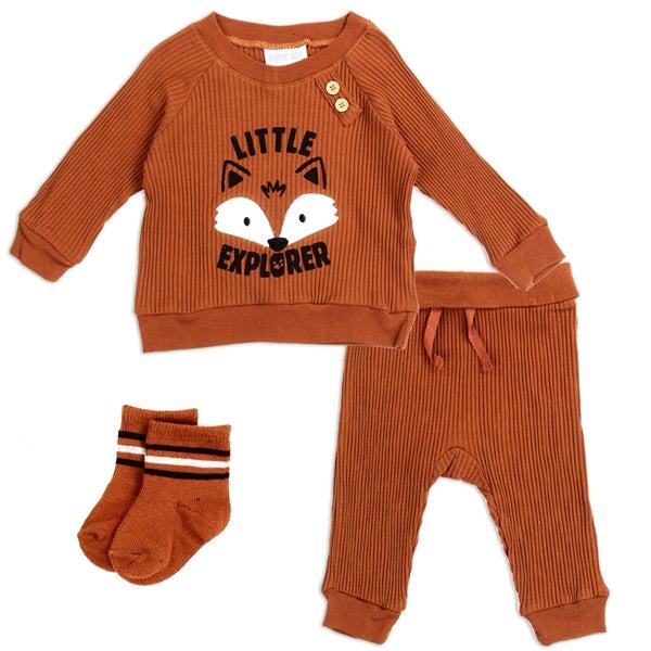 Childrens Apparel-BLOOMIN BABY Boys Newborn 3PC Ribbed Set--Legacy Toys