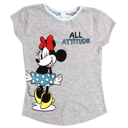 Childrens Apparel-MINNIE MOUSE Grey Girls 4-6X T-Shirt-B-2N000OP-1-4-Legacy Toys