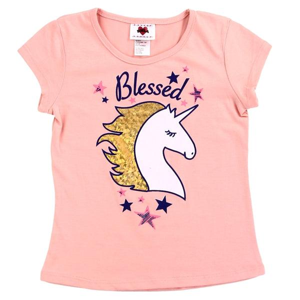 Childrens Apparel-RMLA Girls Blush 7-12 Foil Screen T-Shirt--Legacy Toys