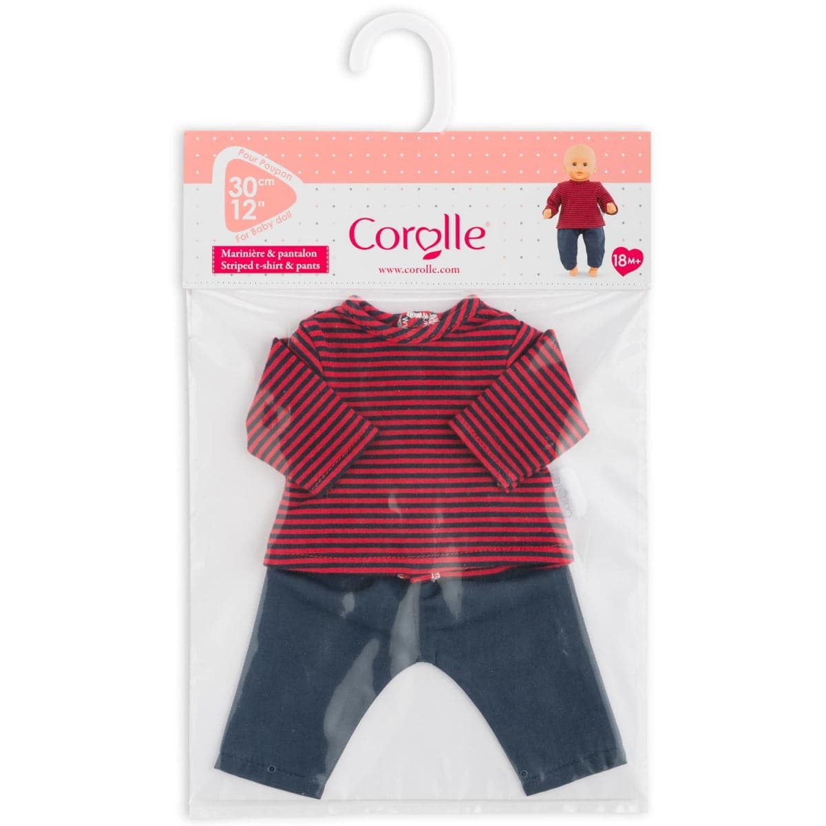 Corolle-Corolle 14" Doll T-Shirt & Pants - Striped-140630-Legacy Toys