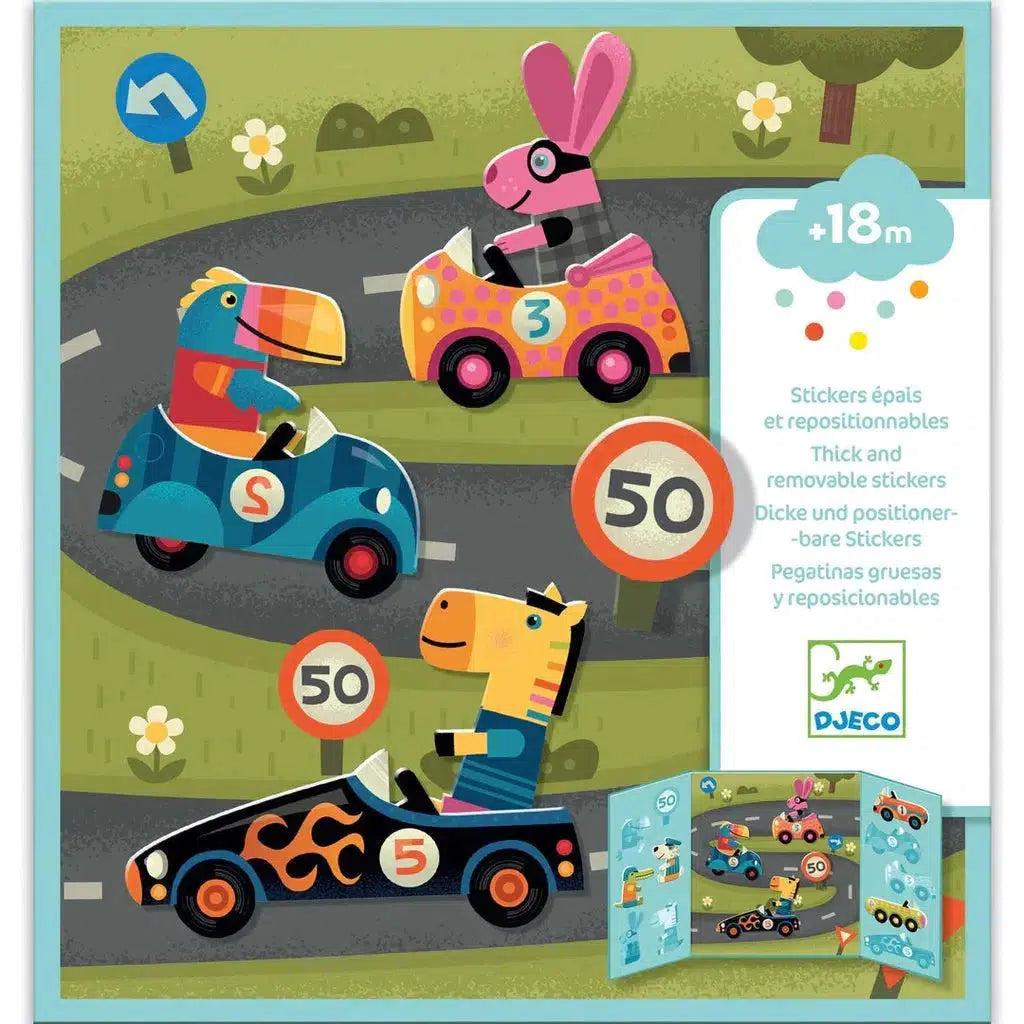 DJECO-Cars Sticker Stories-DJ09073-Legacy Toys