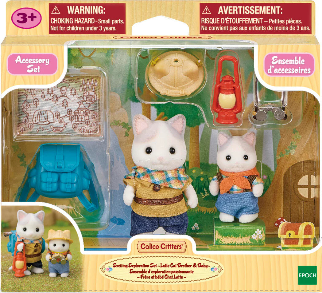 Epoch Everlasting Play-Calico Critters - Exciting Exploration Set ~Latte Cat Brother & Baby~-CC2179-Legacy Toys