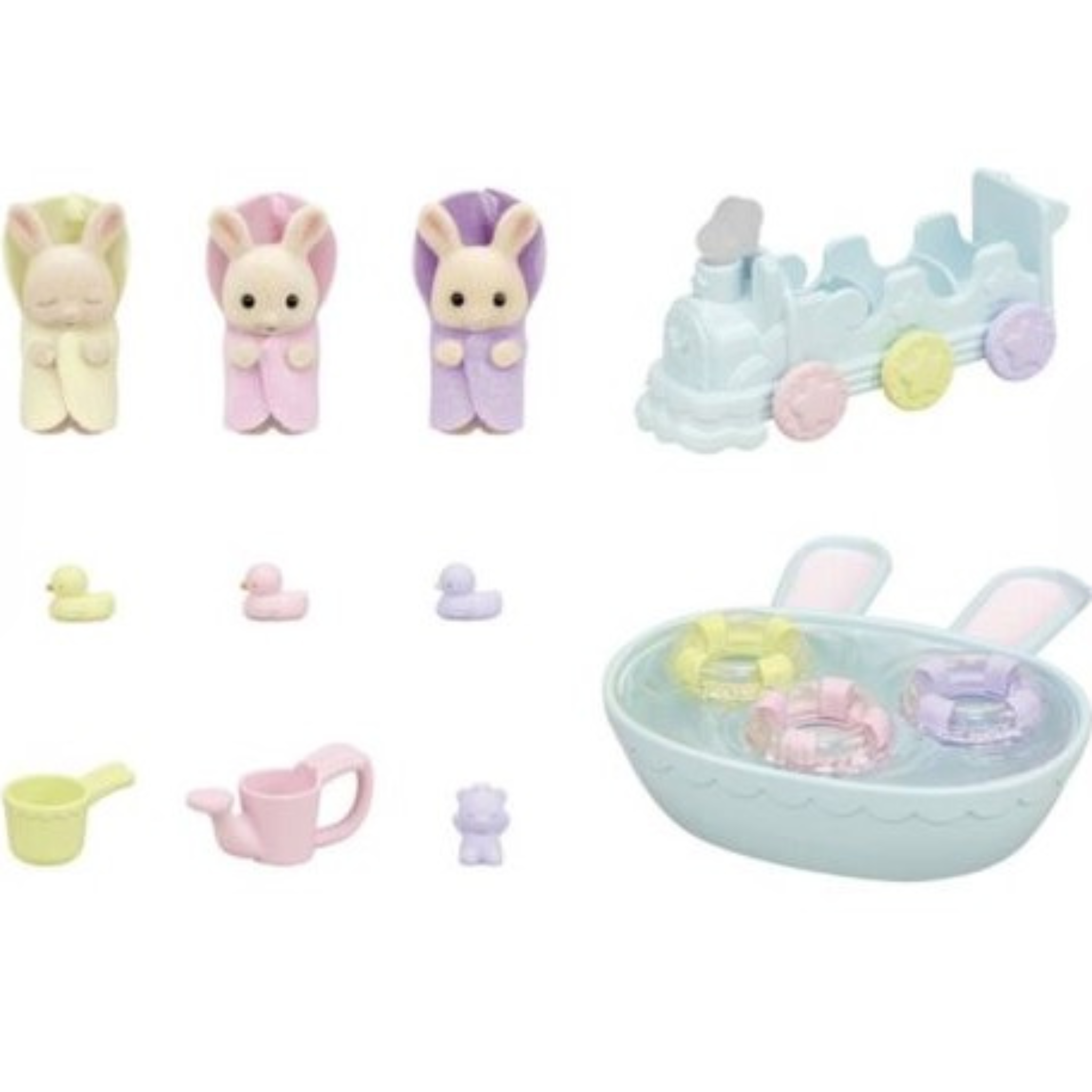 Epoch Everlasting Play-Calico Critters Triplets Baby Bathtime Set-CC2076-Legacy Toys