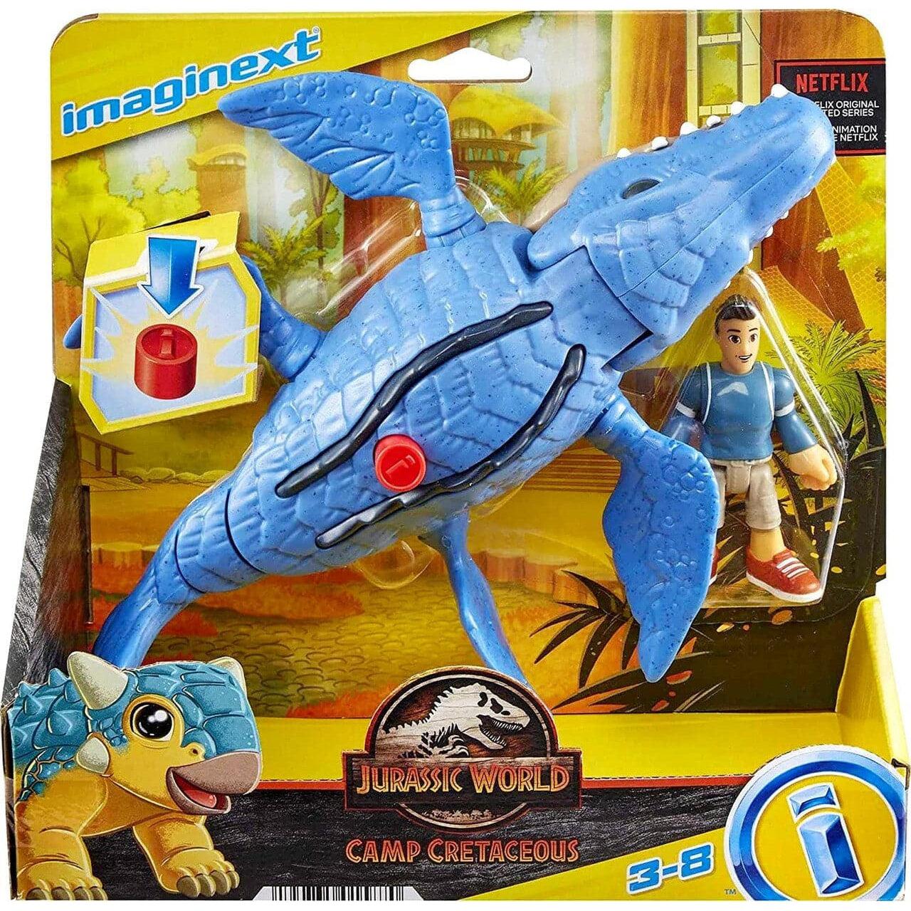 Fisher Price-Fisher-Price Imaginext - Jurassic World Feature -HCN52-Mosasaurus & Kenji-Legacy Toys