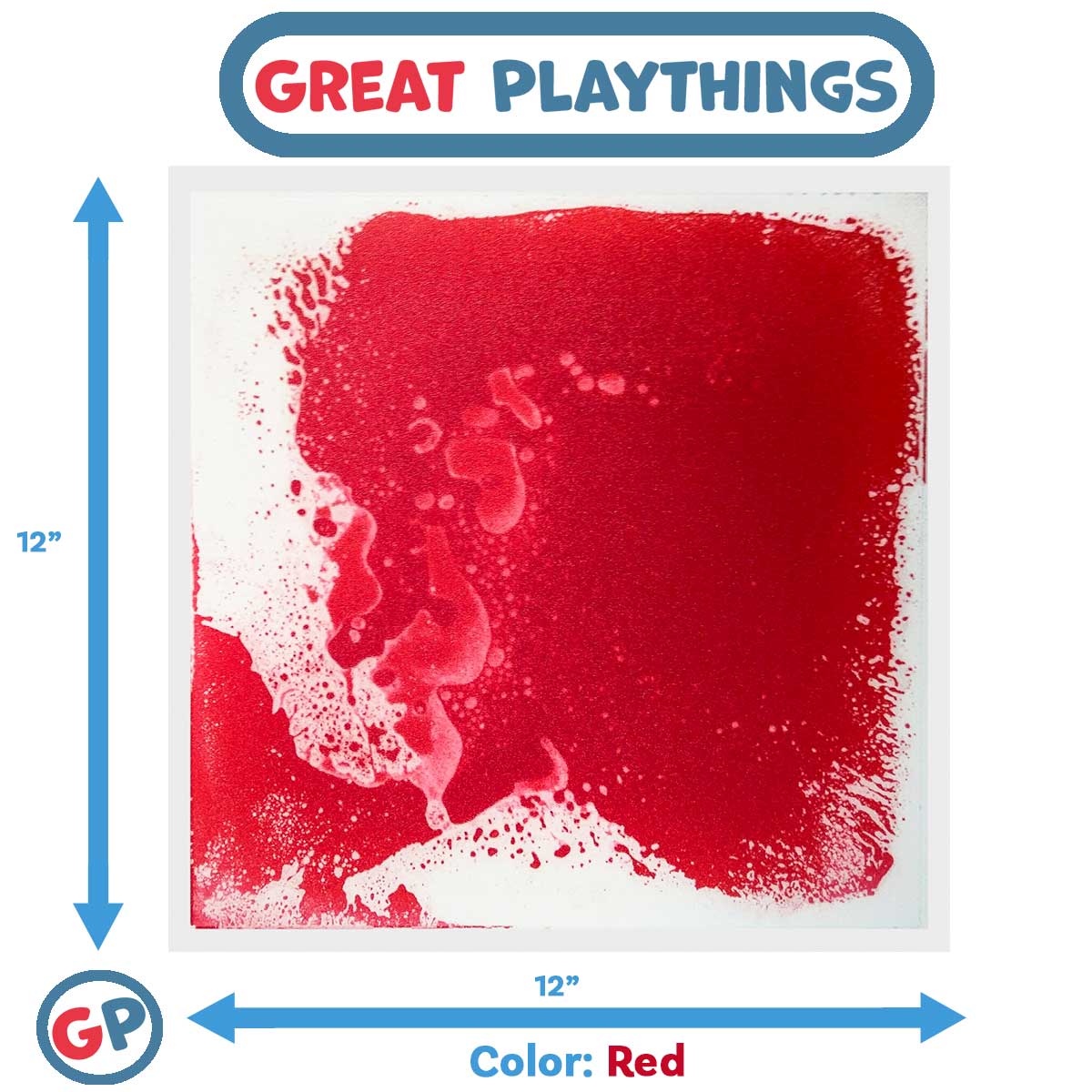 Great Playthings-11.8" Square Liquid Sensory Floor Tile - Box of 6-GP1126-Red-Legacy Toys