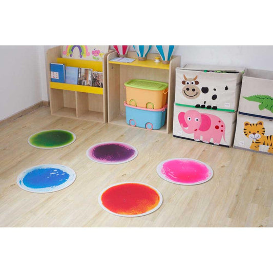 Great Playthings-19.7" Round Liquid Sensory Floor Tile-GP1131-Box of 5 - One of each Color-Legacy Toys