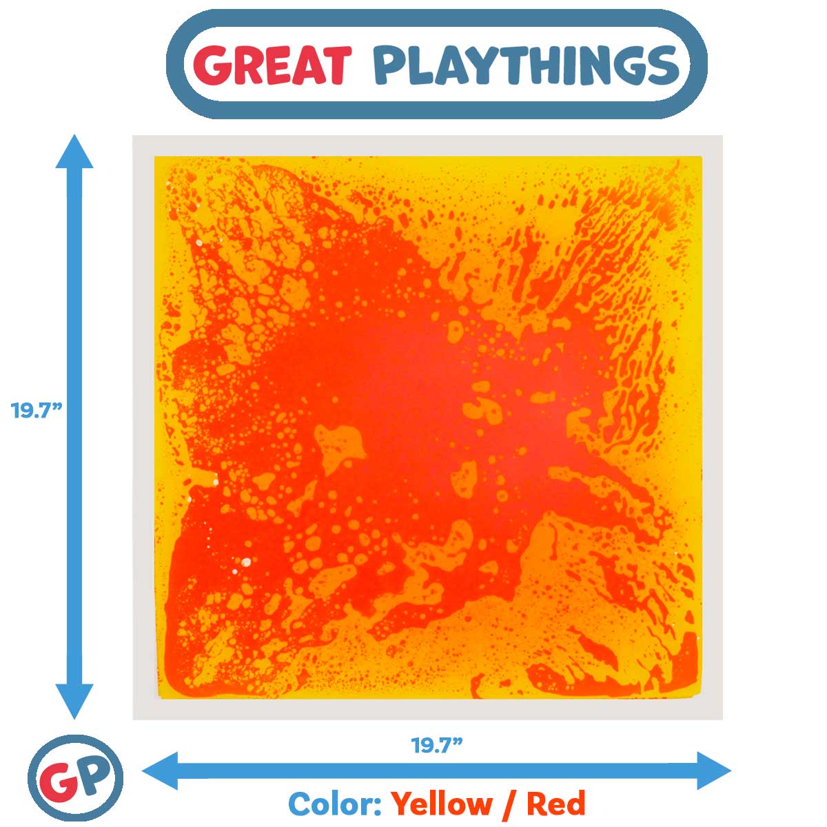 Great Playthings-19.7" Square Liquid Sensory Floor Tile-GP1107-1-Yellow/Red-Legacy Toys