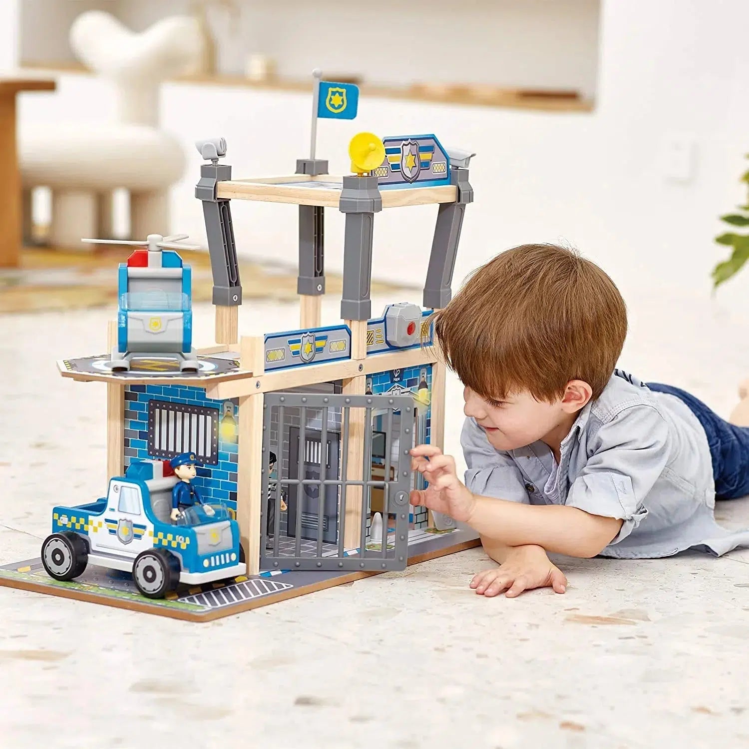 Hape-Hape Metro Police Station Play Toy Set With Sounds And Lights-E3050-Legacy Toys