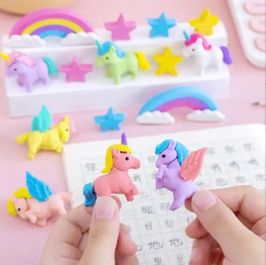 IDAKO-Cute Unicorns Mini Erasers Card-ID204-Legacy Toys