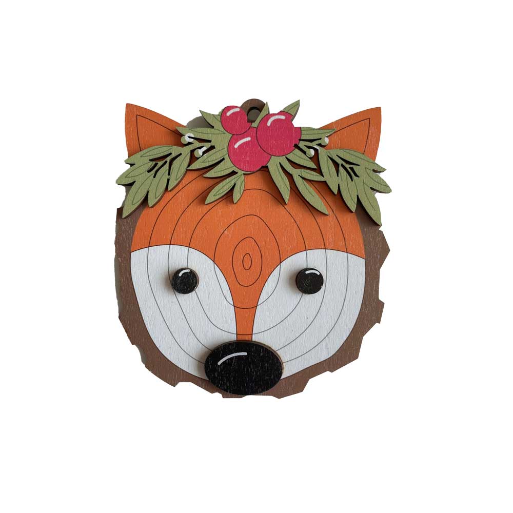 Idako-Personalized Wooden Christmas Ornament Fox (Standard)-ORN033-Legacy Toys