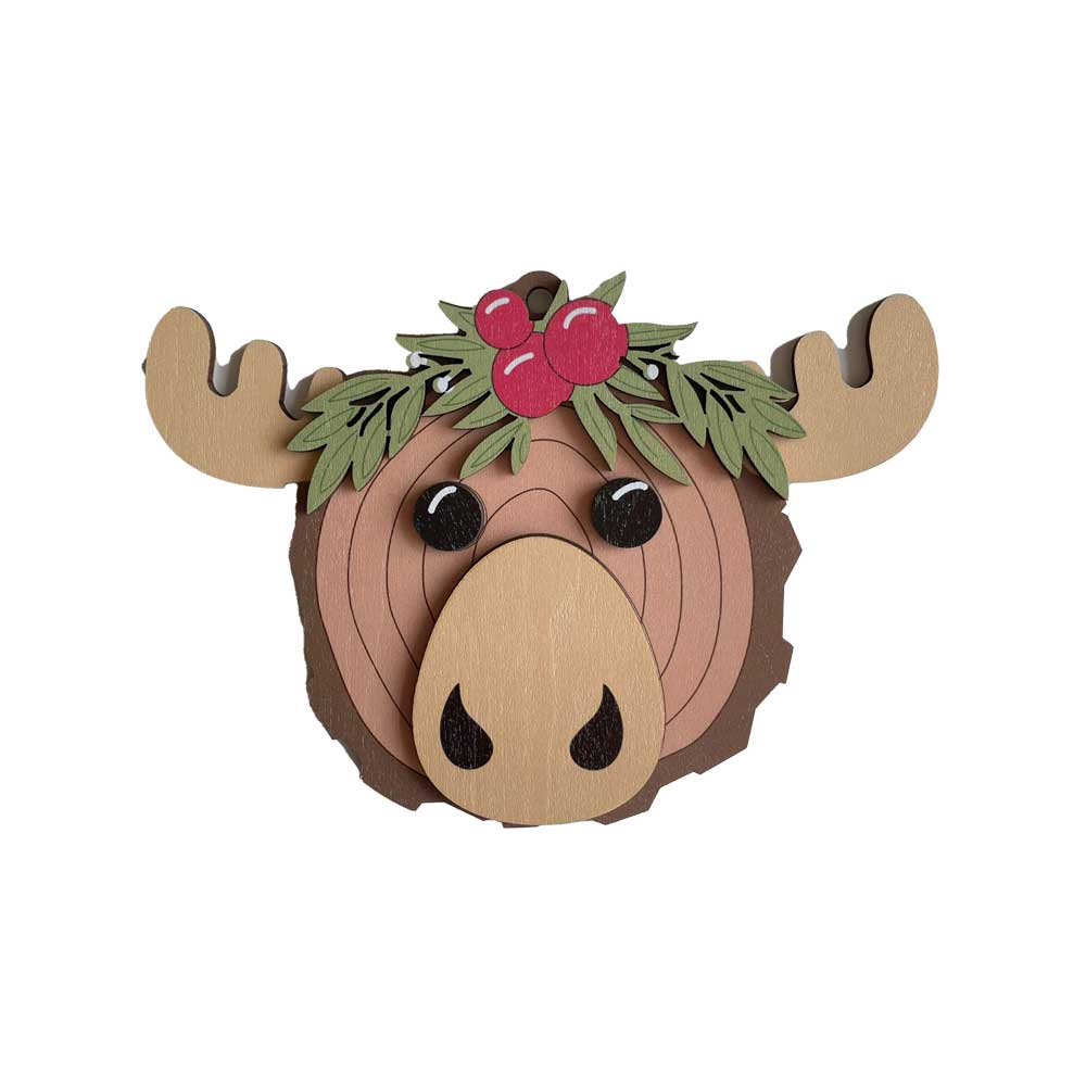 Idako-Personalized Wooden Christmas Ornament Moose (Standard)-ORN032-Legacy Toys