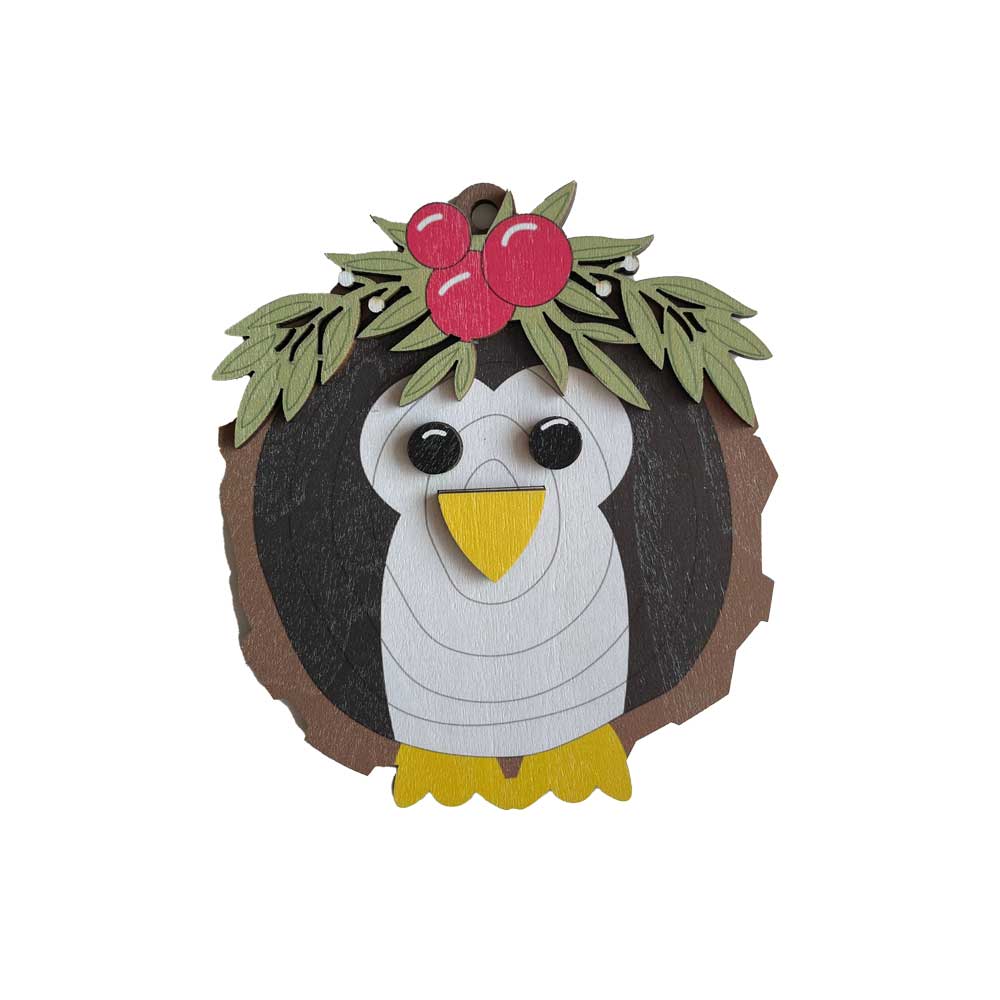 Idako-Personalized Wooden Christmas Ornament Penguin-ORN031-Legacy Toys