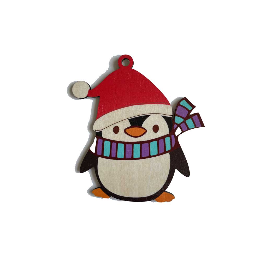 Idako-Personalized Wooden Christmas Ornament Penguin with Hat-ORN002-Legacy Toys