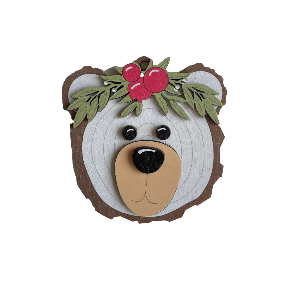 Idako-Personalized Wooden Christmas Ornament Polar Bear (Standard)-ORN030-Legacy Toys