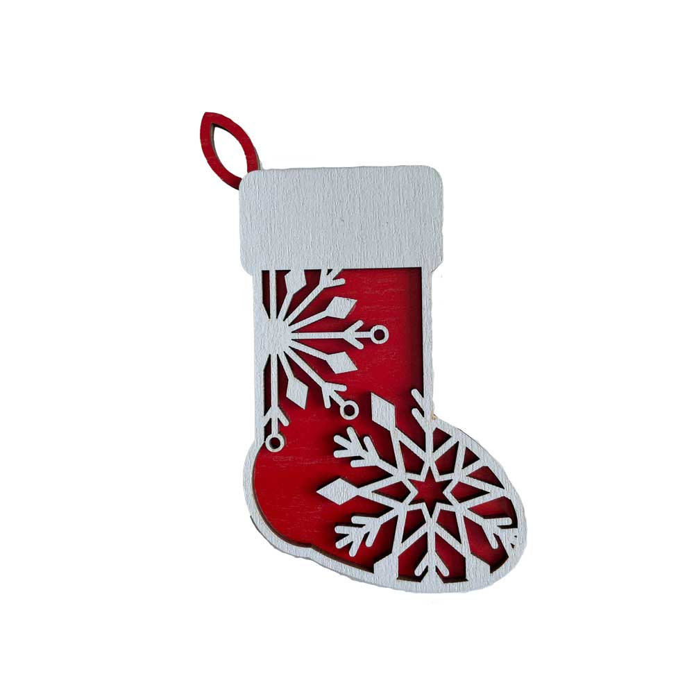 Idako-Personalized Wooden Christmas Ornament Red Stocking (Standard)-ORN023-Legacy Toys