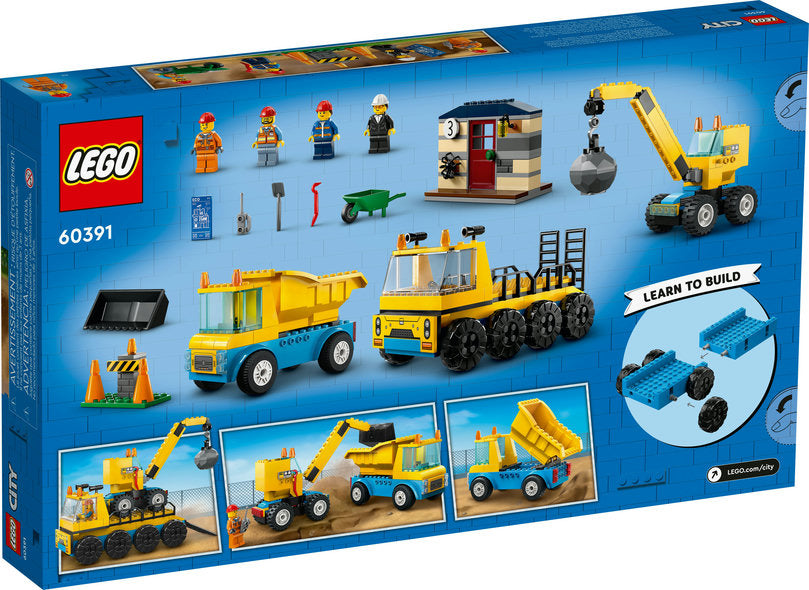 Lego-Construction Trucks and Wrecking Ball Crane-60391-Legacy Toys