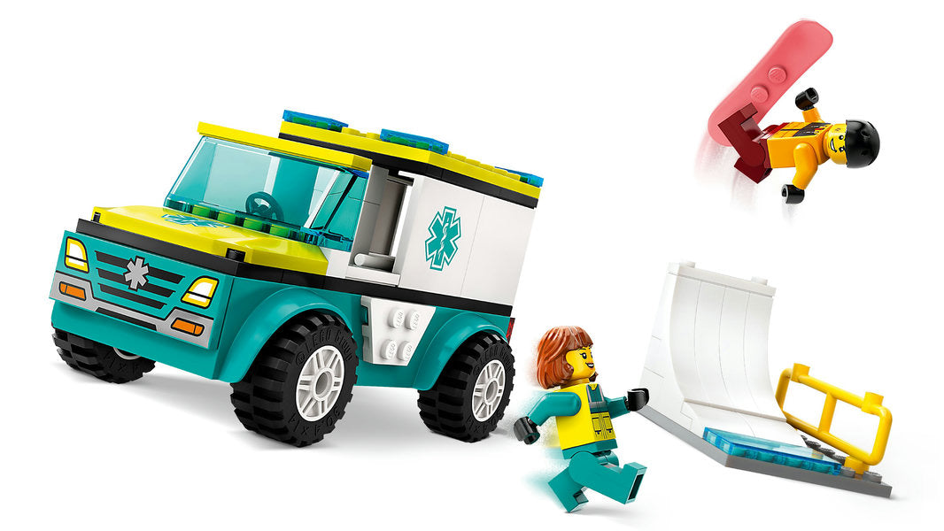 Lego-Emergency Ambulance and Snowboarder-60403-Legacy Toys