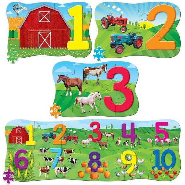 MasterPieces-123 on the Farm - 4-Pack - 26 Piece Puzzles-11810-Legacy Toys