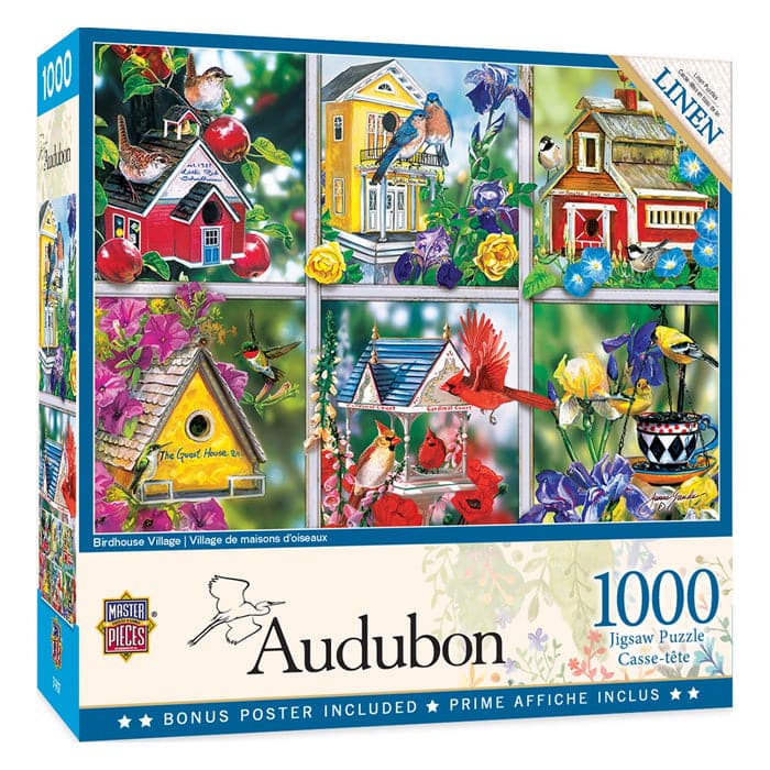 MasterPieces-Audubon - Birdhouse Village - 1000 Piece Puzzle-72117-Legacy Toys