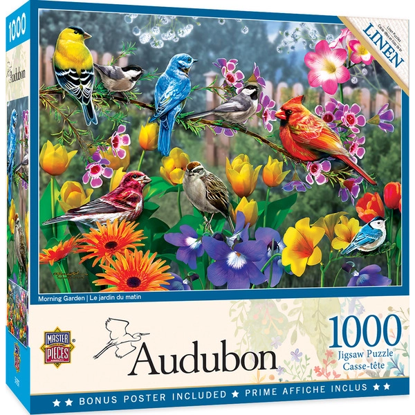MasterPieces-Audubon - Morning Garden - 1000 Piece Puzzle-72118-Legacy Toys