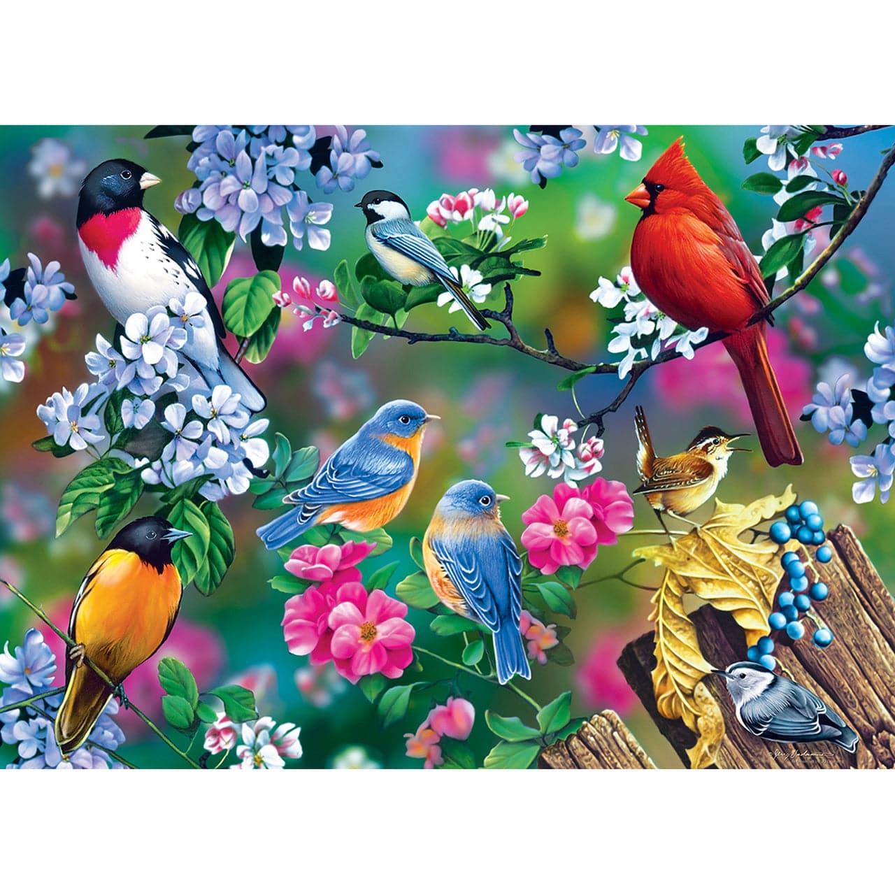 MasterPieces-Audubon - Songbird Collage - 1000 Piece Puzzle-31977-Legacy Toys
