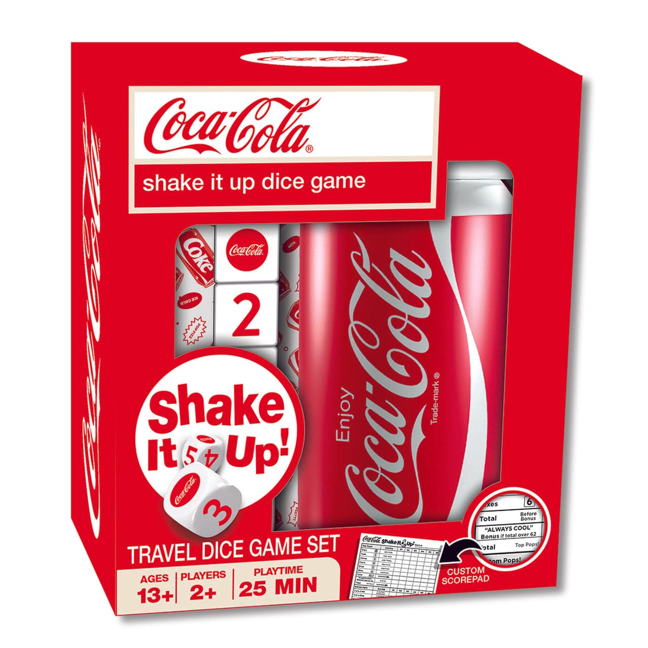 MasterPieces-Coca-Cola Shake it Up! Travel Dice Game-42073-Legacy Toys