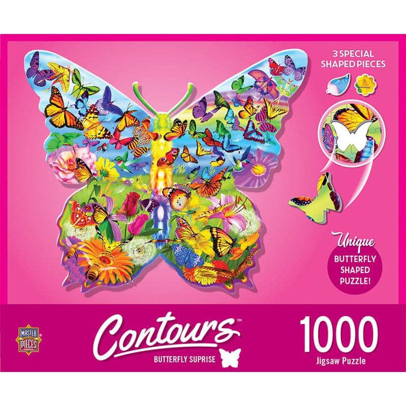 MasterPieces-Contours - Butterfly Surprise - 1000 Piece Shaped Puzzle-72051-Legacy Toys