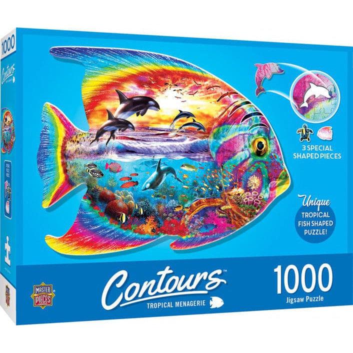 MasterPieces-Contours - Tropical Menagerie - 1000 Piece Shaped Puzzle-71960-Legacy Toys