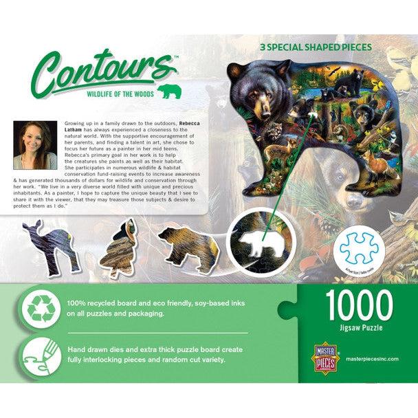 MasterPieces-Contours - Wildlife of the Woods - 1000 Piece Shaped Puzzle-72145-Legacy Toys