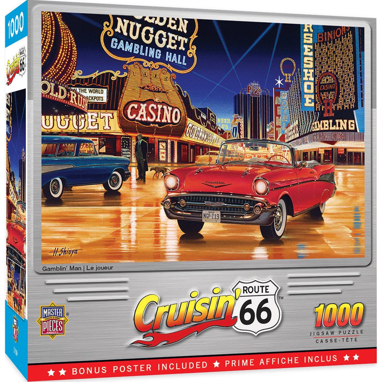 MasterPieces-Cruisin‘ Route 66 - Gamblin Man - 1000 Piece Puzzle-71516-Legacy Toys