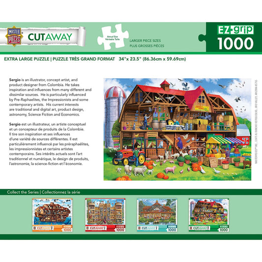 MasterPieces-Cutaways - Family Barn - 1000 Piece EZGrip Puzzle-71966-Legacy Toys