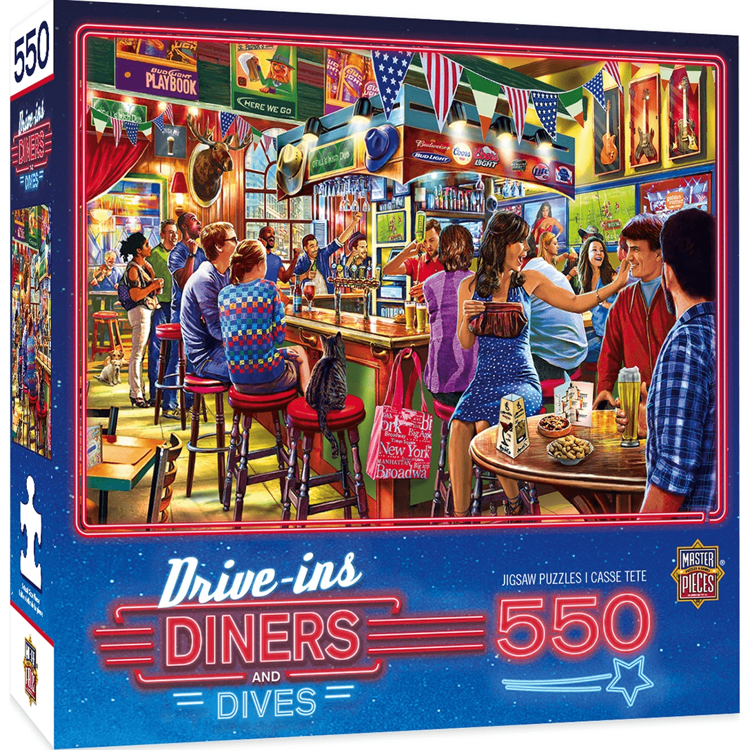 MasterPieces-Drive-Ins, Diners, and Dives - Duffy's Sports & Suds - 550 Piece Puzzle-31928-Legacy Toys