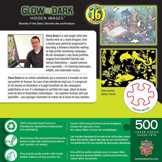 MasterPieces-Hidden Images Glow In The Dark - Secrets of the Deep - 500 Piece Puzzle-32131-Legacy Toys