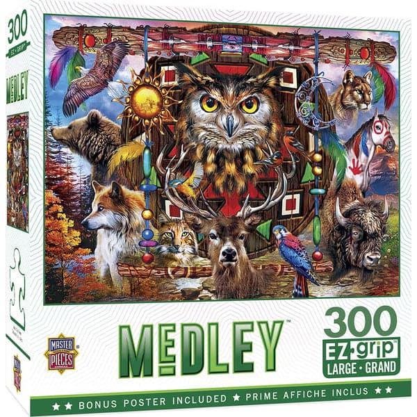 MasterPieces-Medley - Animal Totems - 300 Piece EzGrip Puzzle-32035-Legacy Toys