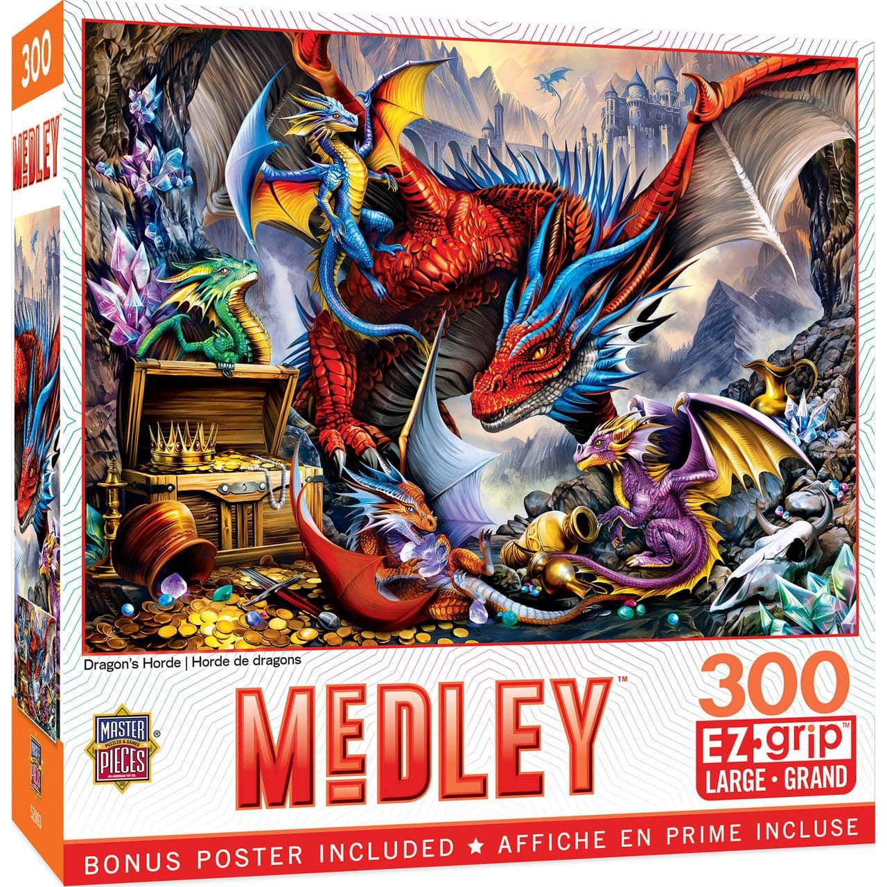 MasterPieces-Medley - Dragons Horde - 300 Piece EzGrip Puzzle-32281-Legacy Toys