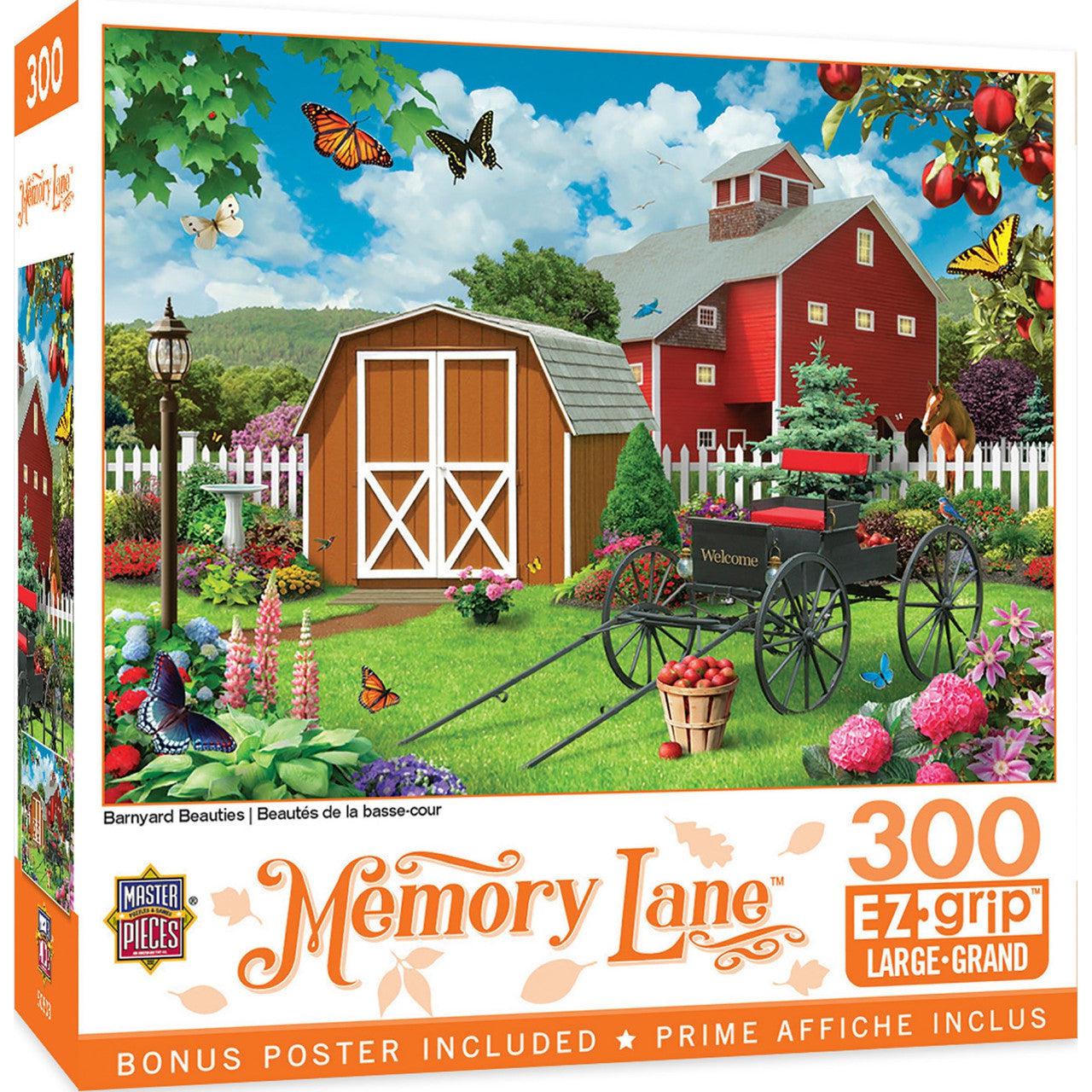 MasterPieces-Memory Lane - Barnyard Beauties - 300 Piece EzGrip Puzzle-32040-Legacy Toys