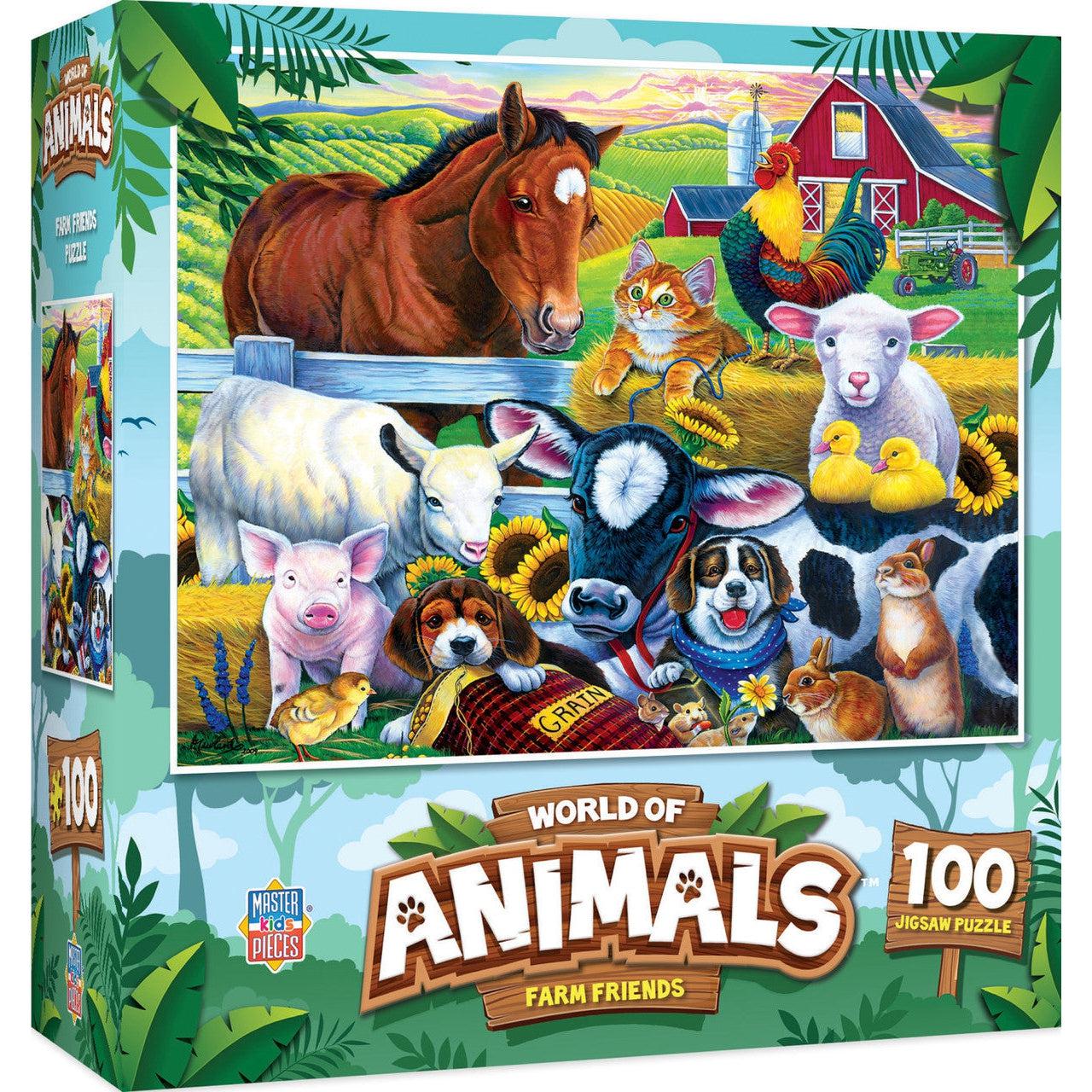 MasterPieces-World of Animals - Farm Friends - 100 Piece Puzzle-12311-Legacy Toys