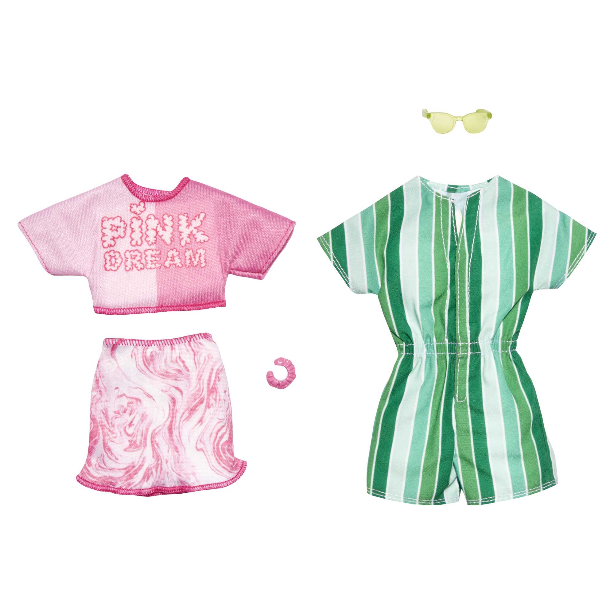 Barbie & Ken Fashion Pack, Set with Doll Clothes & Accessories for Each Doll,  Tropical (2 Outfits) 