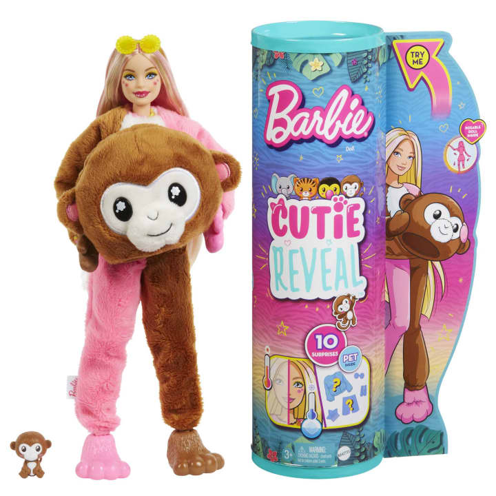 Mattel-Barbie Cutie Reveal Chelsea Doll And Accessories Jungle Series - Monkey-HKR01-Legacy Toys