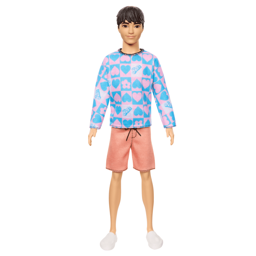 Mattel-Barbie Ken Fashionistas Doll #219 - Heart Sweater/Peach Trunks-HRH24-Legacy Toys