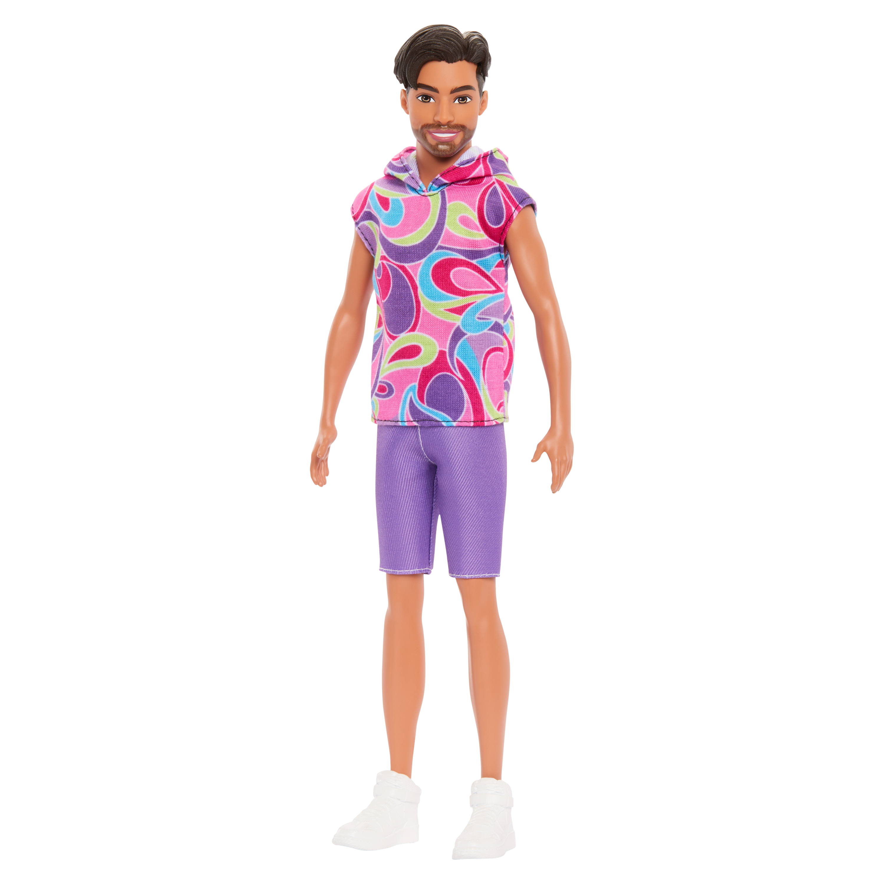 Mattel-Barbie Ken Fashionistas Doll #227 - Pink Pattern Hoodie/Purple Shorts-HRH26-Legacy Toys