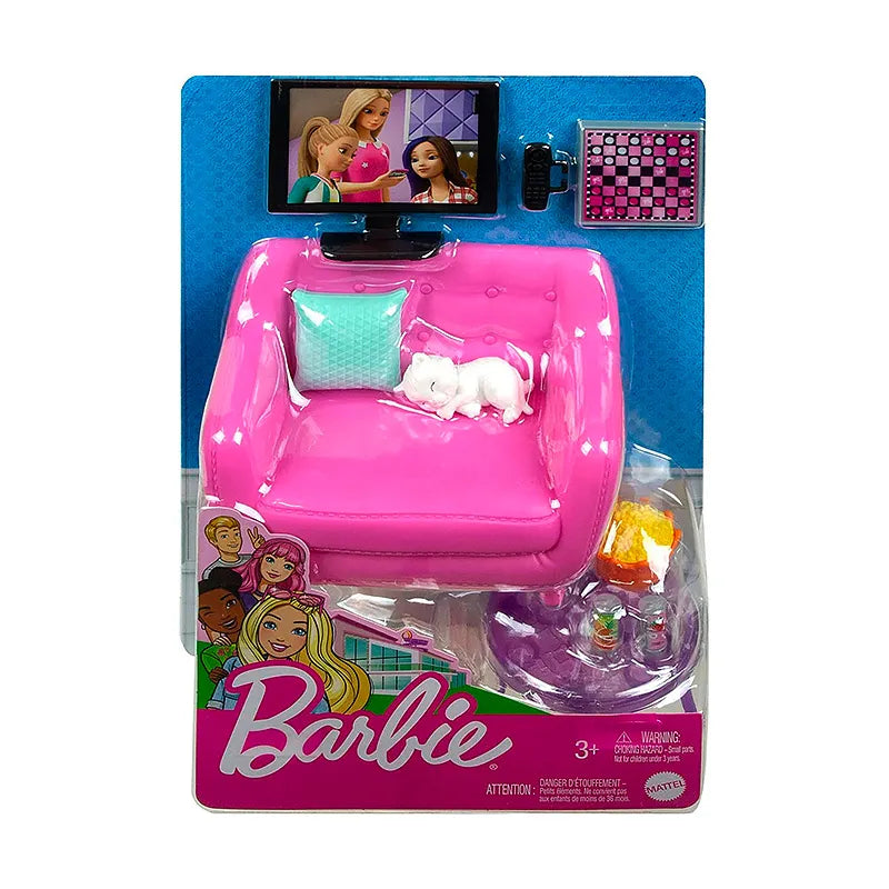 Mattel-Barbie Mini Playset With Living Room Furniture, Pet, and Accessories-HJL55-Legacy Toys